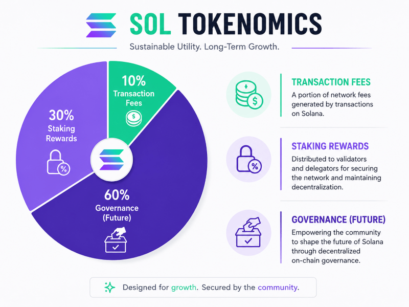 SOL token utility breakdown: transaction fees, staking rewards, and future governance rights